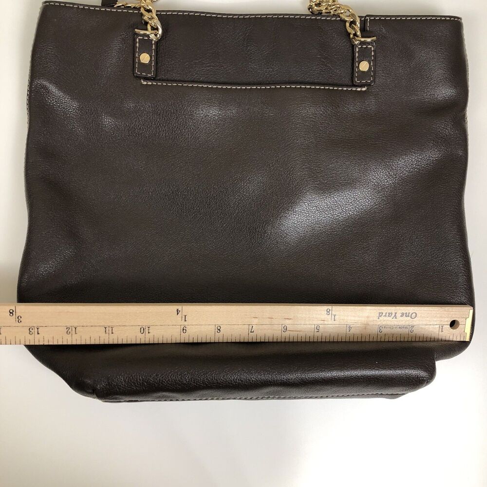 Michael Kors Brown Leather Hand Bag Chain Link & Leather Dual Shoulder Straps‎ - Picture 13 of 16